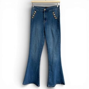 Rachel Rachel Roy Sailor Button Flare Jeans Medium Wash Size 6